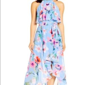 Eliza J Halter High Low Floral Midi Dress